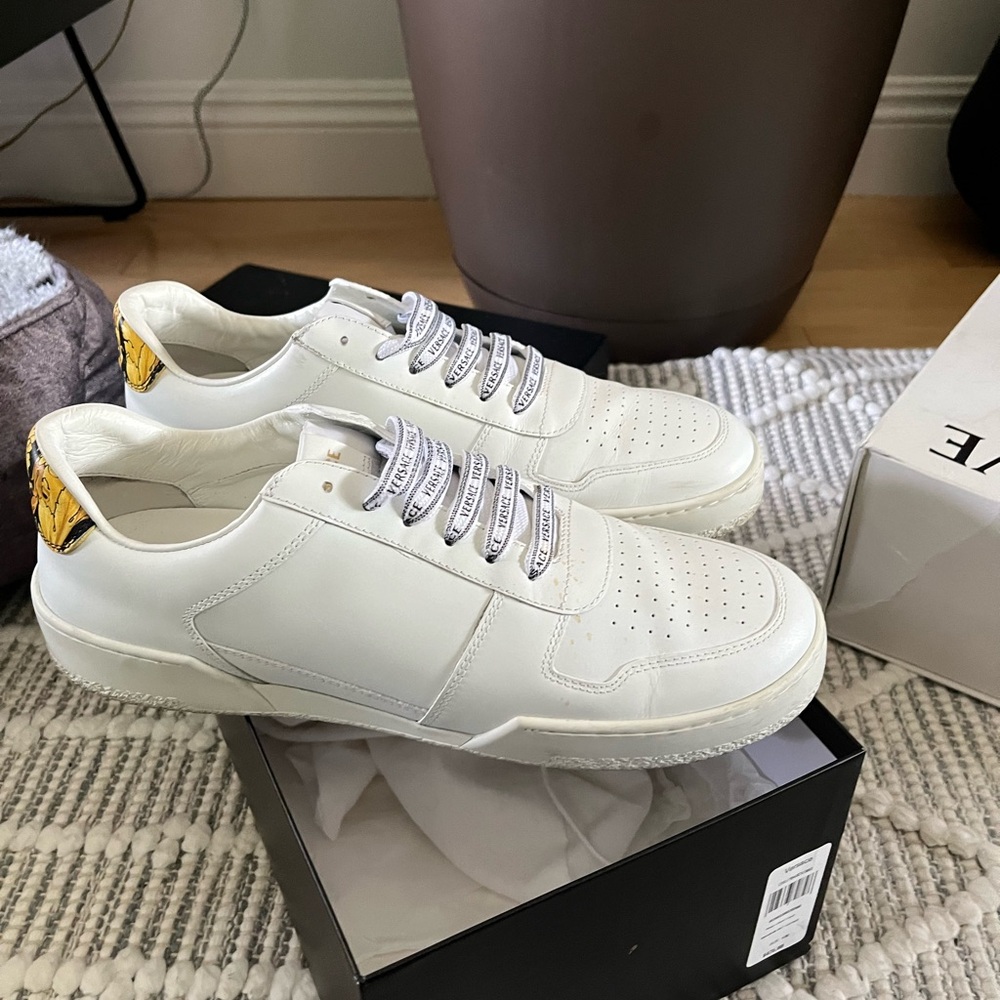 Versace White and Yellow Men's Sneakers